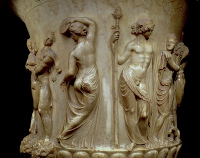 Krater lub waza Borghese, fragment płaskorzeźby przedstawiający Dionizosa i jego menady, grecki, neo-poddasze, koniec II w. p.n.e. (marmur) autorstwa Unbekannt