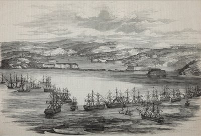 Eskadra brytyjsko-francuska w Sewastopolu, ok. 1855 autorstwa Unbekannt