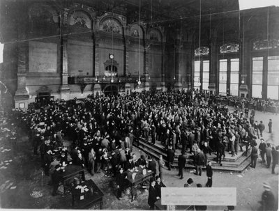 Posiedzenie Chicago Board of Trade, ok. godz. 1900 autorstwa Unbekannt