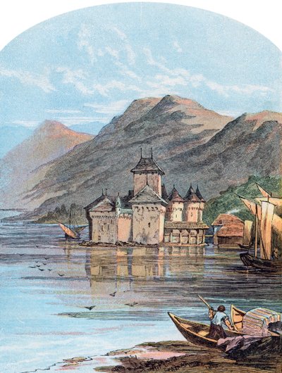 Zamek Chillon, Jezioro Genewskie, Szwajcaria, 1864 r. autorstwa Unbekannt