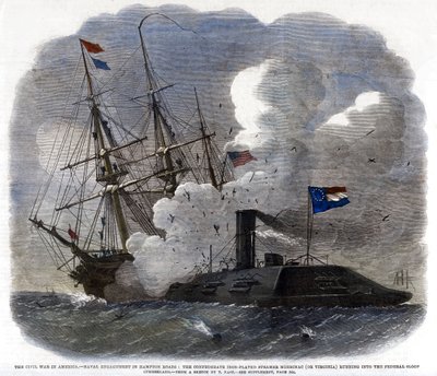 Wojna secesyjna w Ameryce - Zaangażowanie marynarki wojennej w Hampton Roads..., 1862 autorstwa Unbekannt