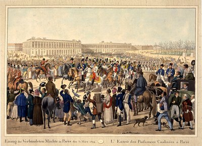 Armia koalicyjna wkracza do Paryża 31 marca 1814 r. na początku XIX wieku. autorstwa Unbekannt