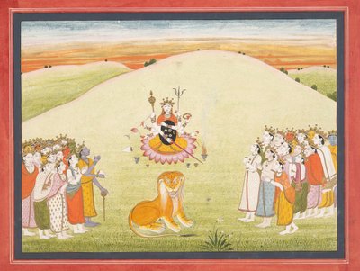 Stworzenie Durgi: Strona z rozproszonej Markandeja Purany..., ca. 1810-20. autorstwa Unbekannt