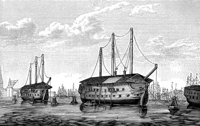 Duńskie statki więzienne Dronning Maria i Waldemar w Kopenhadze, 1848-1849 autorstwa Unbekannt