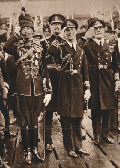 Książę Yorku i książę Henryk witający księcia Walii w Portsmouth, 1925 r autorstwa Unbekannt