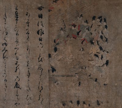 Udział cesarzy w wyścigu konnym: odcinek z opowieści o Eidze Eiga Monogatari, c. 1200 autorstwa Unbekannt