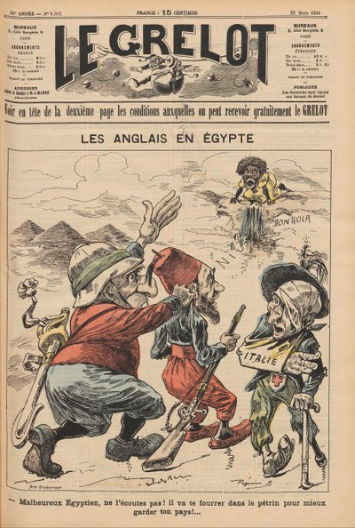 Anglicy w Egipcie. Karykatura z Le Grelot, 22 marca 1896, 1896. autorstwa Unbekannt