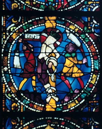 Biczowanie, witraż, katedra w Chartres, Francja, 1194-1260 autorstwa Unbekannt