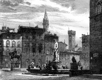Fontanna Neptuna, Piazza della Signoria, Florencja, Włochy, XIX w. autorstwa Unbekannt