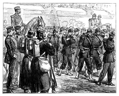 Oddziały francuskie opuszczające Metz, c1870 autorstwa Unbekannt