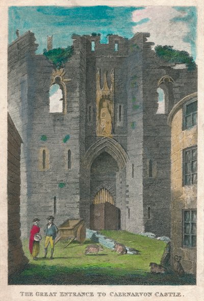 Wielkie wejście do zamku Caernarvon, 1808. autorstwa Unbekannt