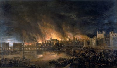 „Wielki pożar Londynu, 1666”, c1666 autorstwa Unbekannt