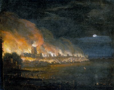 „Wielki pożar Londynu, 1666”, c1666 autorstwa Unbekannt