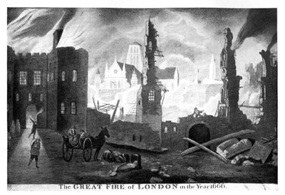 Wielki pożar Londynu w roku 1666, XIX wiek autorstwa Unbekannt