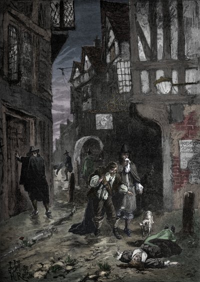 Wielka Plaga: sceny na ulicach Londynu, 1665-1666 1905 autorstwa Unbekannt