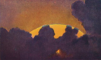 Zielony błysk o zachodzie słońca, najrzadszy pryzmatyczny kolor załamany przez atmosferę, c1935 autorstwa Unbekannt