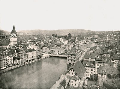 Grosse Stadt i Kleine Stadt rozdzielone rzeką Limmat, Zurych, Szwajcaria, 1895. autorstwa Unbekannt