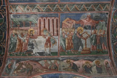 Uzdrowienie w Kafarnaum i inne sceny z życia Chrystusa, XIV wiek autorstwa Unbekannt