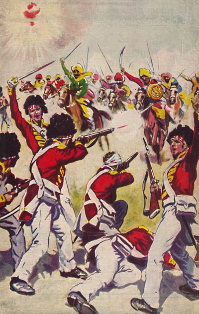 Lekka piechota wyżynna. Szarża Kawalerii Mahratty w Assaye, 1803, 1939 autorstwa Unbekannt
