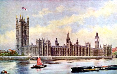 Houses of Parliament z Pałacu Lambeth, Westminster, Londyn, c1905 autorstwa Unbekannt