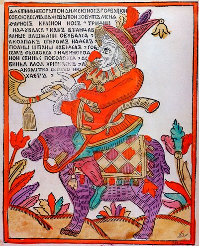 Błazen Farnos Czerwony Nos, grafika Lubok, XVIII w. autorstwa Unbekannt