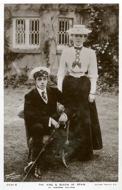 Król i królowa Hiszpanii w Osborne Cottage, Isle of Wight, c1906-c1919 autorstwa Unbekannt