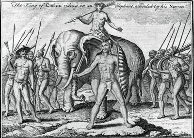 Król Koczinu jadący na słoniu w towarzystwie Nayrosa, ok. 1745 r autorstwa Unbekannt