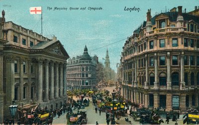 Mansion House i Cheapside, Londyn, ok. 1910 r. autorstwa Unbekannt