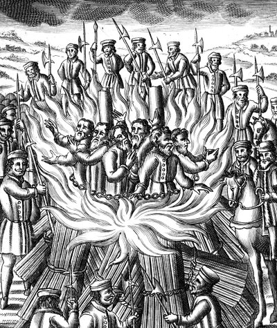 Męczeństwo sześciu mężczyzn w Brainford, 1558 autorstwa Unbekannt