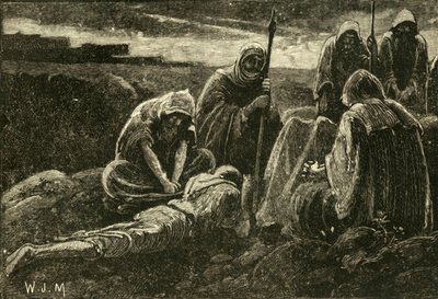 Ludzie z Jabesz opłakiwali grób Saula i Jonatana, 1890. autorstwa Unbekannt