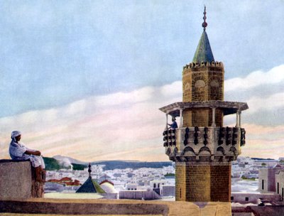 Muezin w swoim Minarecie wzywający wiernych do modlitwy, 1926 autorstwa Unbekannt