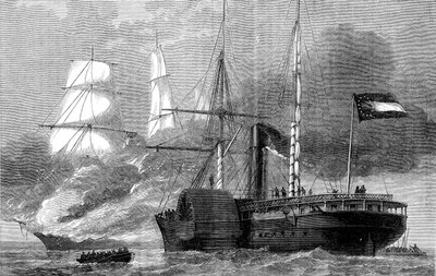 Nashville niszcząc federalny statek handlowy, wojna secesyjna, 1861-1862 c1880 autorstwa Unbekannt