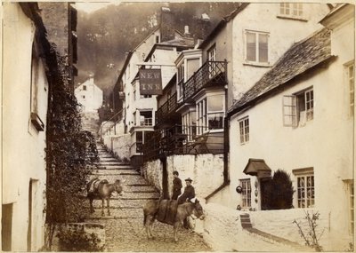Nowa Karczma i ulica, Clovelly, Devon, koniec XIX lub początek XX wieku autorstwa Unbekannt