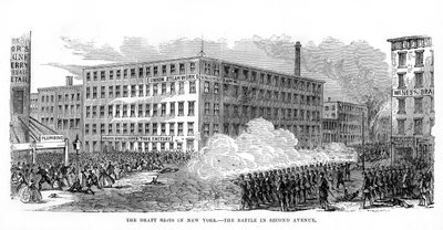 New York Draft Riots, Second Avenue, Nowy Jork, 13-16 lipca 1863, 1872 autorstwa Unbekannt