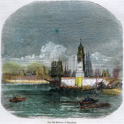 Stary port w Barcelonie, Katalonia, Hiszpania, ok. 1880 r. autorstwa Unbekannt