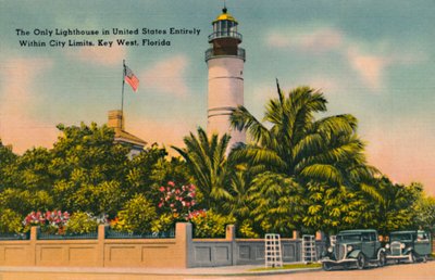 Jedyna latarnia morska w Stanach Zjednoczonych całkowicie w granicach miasta, Key West, Floryda, c1940 autorstwa Unbekannt