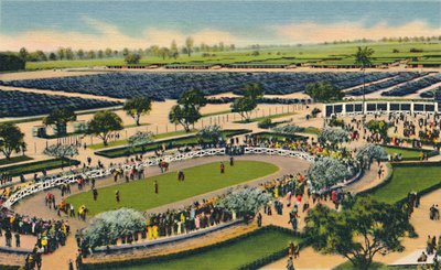 Paddock w Santa Anita, Los Angeles Turf Club, Arcadia, Kalifornia, lata 30. XX wieku. autorstwa Unbekannt