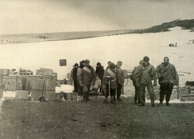 Partia, która weszła na górę Erebus, opuszczając chatę, 1908, 1909. autorstwa Unbekannt