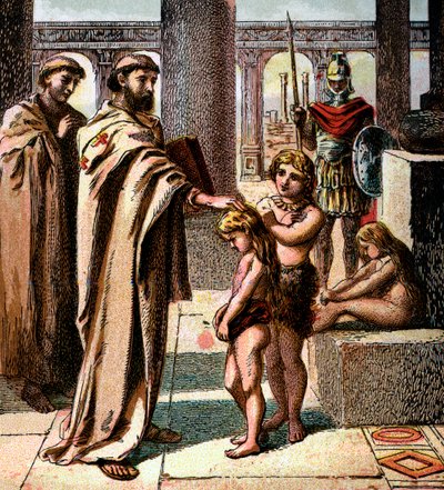 Papież i dzieci saskie, ok. 1850 autorstwa Unbekannt