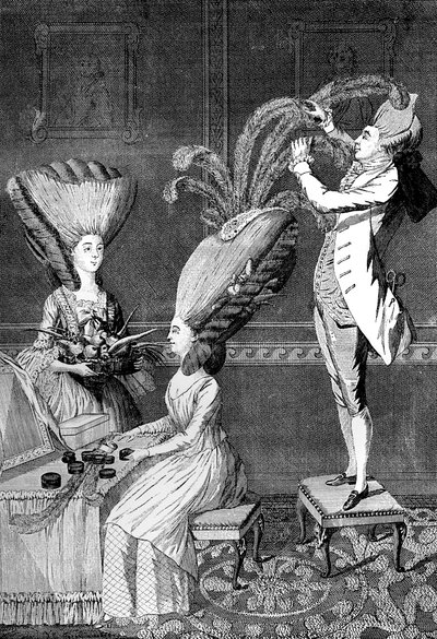Niedorzeczny nakrycie głowy lub upierzona dama, 1776 autorstwa Unbekannt