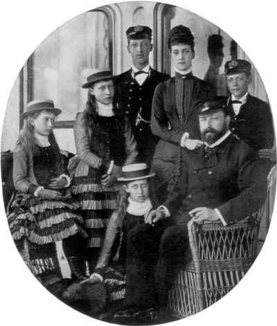 Książę i księżna Walii z rodziną na pokładzie królewskiego jachtu, XIX w. 1910 autorstwa Unbekannt