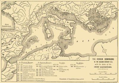 Panowania rzymskie w II wieku p.n.e. z datami Naczelnych Akwizycji, 1890. autorstwa Unbekannt