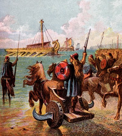 Rzymianie podbijają Brytanię, ok. 1850 autorstwa Unbekannt