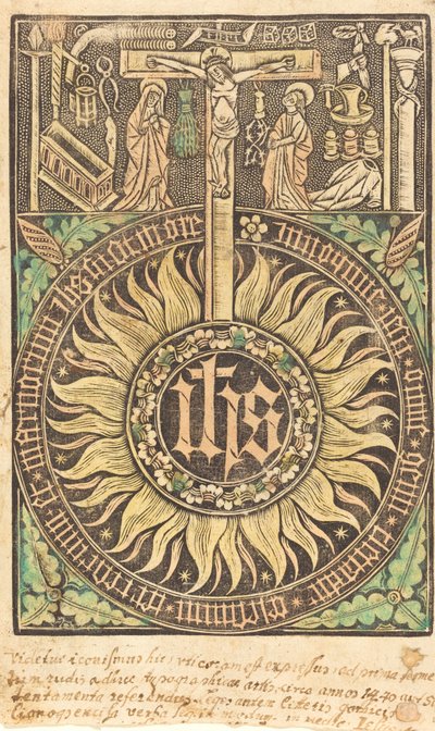 Święta Monografia z Symbolami Ukrzyżowania i Męki Pańskiej [recto], w roku 1470 lub później. autorstwa Unbekannt