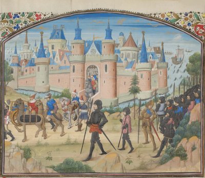 Oblężenie Tyru, 1124. Miniatura z Historii Williama Tyru, 1460s autorstwa Unbekannt