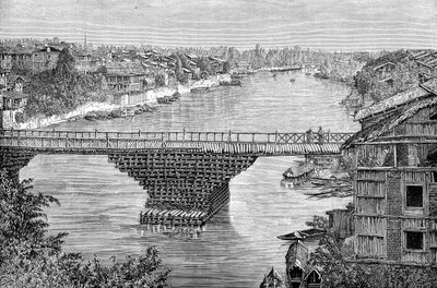 Most Srinagar nad rzeką Jhelum, Pakistan, 1895 autorstwa Unbekannt