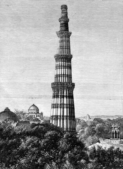 Wieża Kutar, Delhi, Indie, 1895 r autorstwa Unbekannt