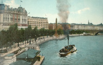 Victoria Embankment i parowiec na Tamizie, Londyn, c1907. autorstwa Unbekannt