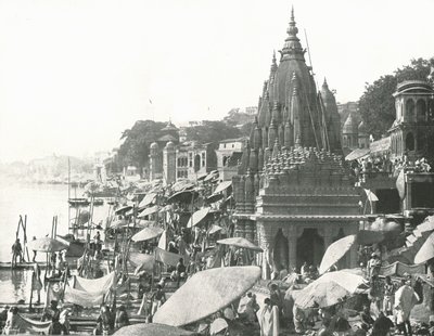 Staw Wisznu i Ghat, Benares, Indie, 1895. autorstwa Unbekannt
