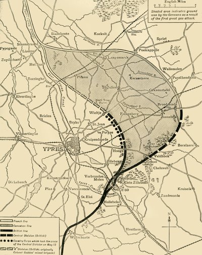 The Ypres Salient przed i po drugiej bitwie pod Ypres..., I wojna światowa, 1915, c1920. autorstwa Unbekannt